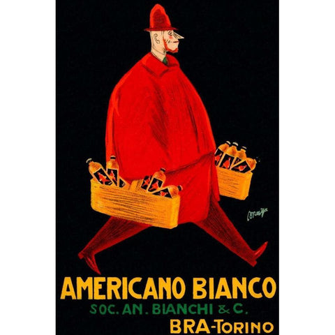 Americano Bianco White Modern Wood Framed Art Print by Vintage Booze Labels