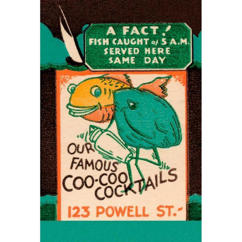 Our Famous Coo-Coo Cocktails White Modern Wood Framed Art Print by Vintage Booze Labels