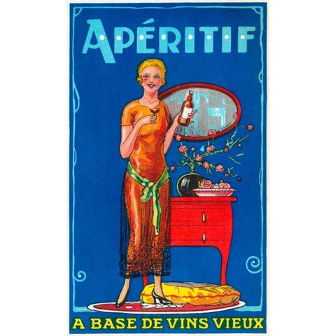 Aperitif Gold Ornate Wood Framed Art Print with Double Matting by Vintage Booze Labels