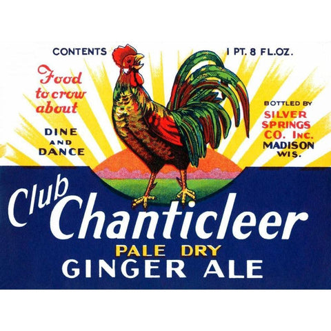 Club Chanticleer Pale Dry Ginger Ale Black Modern Wood Framed Art Print by Vintage Booze Labels