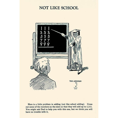 Not Like School Black Modern Wood Framed Art Print with Double Matting by Retromagic