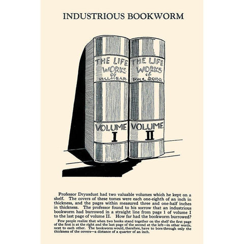 Industrious Bookworm Black Modern Wood Framed Art Print with Double Matting by Retromagic