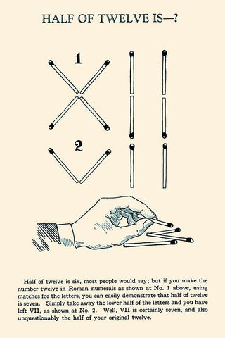 Half of Twelve is -? White Modern Wood Framed Art Print with Double Matting by Retromagic