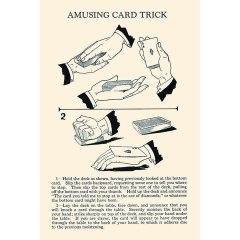 Amusing Card Trick Black Modern Wood Framed Art Print by Retromagic