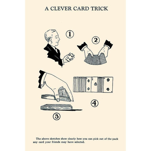 A Clever Card Trick White Modern Wood Framed Art Print by Retromagic