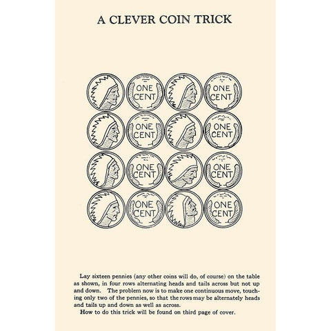 A Clever Coin Trick - 16 Pennies Gold Ornate Wood Framed Art Print with Double Matting by Retromagic