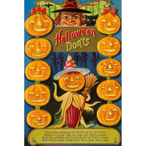 Halloween Donts Gold Ornate Wood Framed Art Print with Double Matting by Halloween