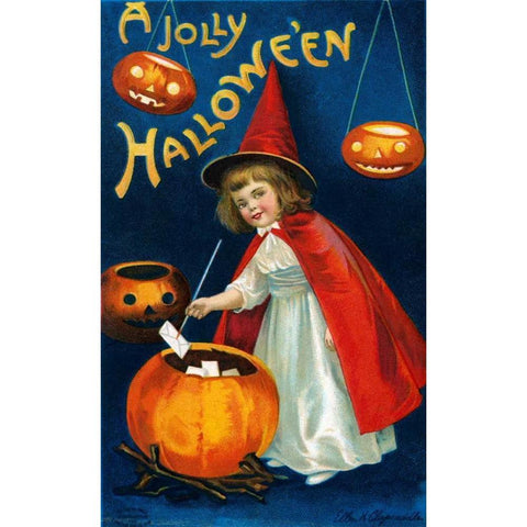 A Jolly Halloween White Modern Wood Framed Art Print by Halloween