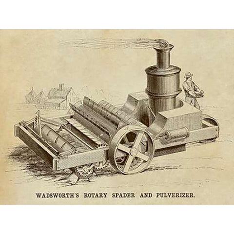 Wadsworths Rotary Spader and Pulverizer Gold Ornate Wood Framed Art Print with Double Matting by Inventions