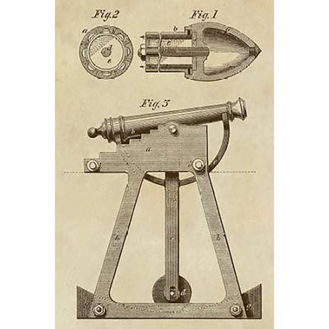 Device for Adjusting Cannon Trajectory and Accuracy White Modern Wood Framed Art Print by Inventions