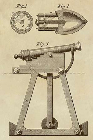 Device for Adjusting Cannon Trajectory and Accuracy Black Ornate Wood Framed Art Print with Double Matting by Inventions