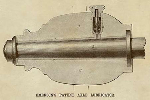 Emersons Patent Axel Lubricator Black Ornate Wood Framed Art Print with Double Matting by Inventions