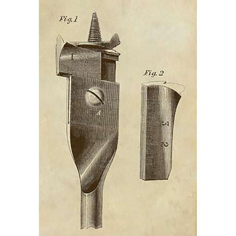 Adjustable Wood Drill Bit Gold Ornate Wood Framed Art Print with Double Matting by Inventions