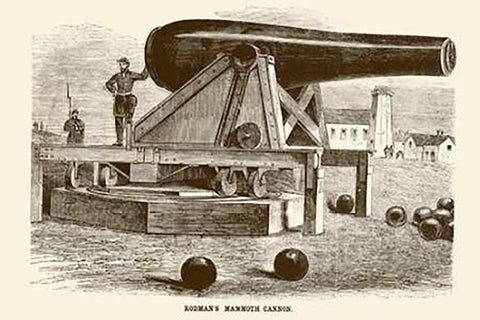 Rodmans Mammoth Cannon White Modern Wood Framed Art Print with Double Matting by Inventions