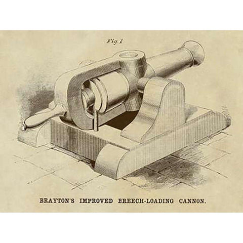 Braytons Improved Breech-loading Cannon Black Modern Wood Framed Art Print with Double Matting by Inventions