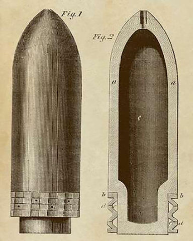 Exploding Artillery Shell for Breech-Loaders White Modern Wood Framed Art Print with Double Matting by Inventions