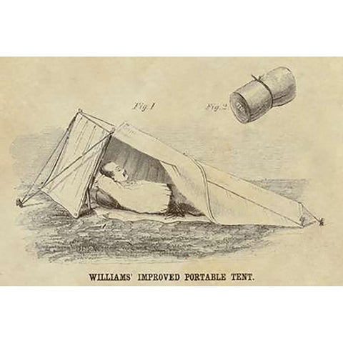 Williams Improved Portable Tent Black Modern Wood Framed Art Print by Inventions