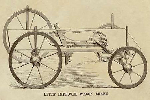 Letts Improved Wagon Brake Black Ornate Wood Framed Art Print with Double Matting by Inventions