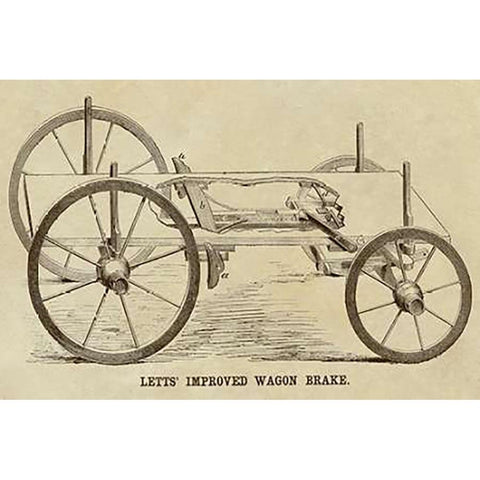 Letts Improved Wagon Brake Black Modern Wood Framed Art Print by Inventions