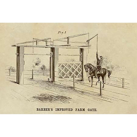 Barbers Improved Farm Gate White Modern Wood Framed Art Print by Inventions