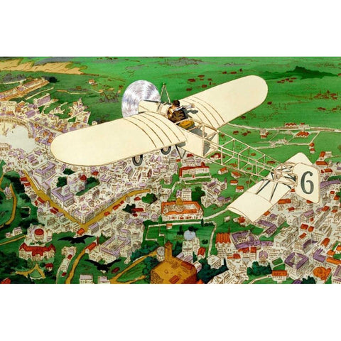 Rome to Paris by air non-stop Gold Ornate Wood Framed Art Print with Double Matting by Inventions