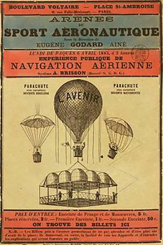 Broadside Announcement of a Balloon Ascension Black Ornate Wood Framed Art Print with Double Matting by Inventions