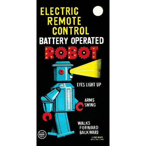 Electric Remote Control Battery Operated Robot White Modern Wood Framed Art Print by Retrobot