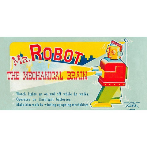 Mr. Robot: The Mechanical Brain Black Modern Wood Framed Art Print with Double Matting by Retrobot