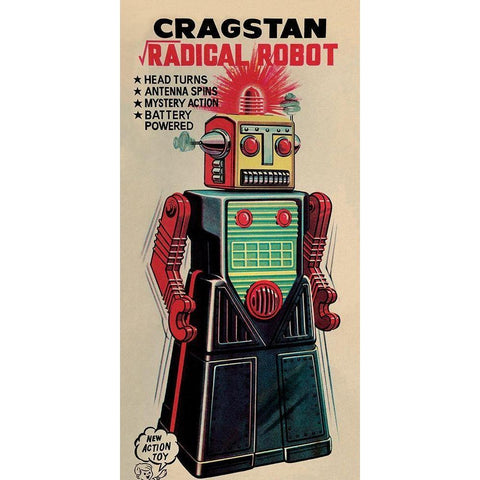 Cragstan Radical Robot Black Modern Wood Framed Art Print with Double Matting by Retrobot