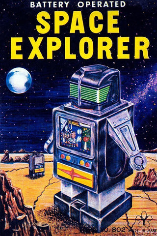 Space Explorer Black Ornate Wood Framed Art Print with Double Matting by Retrobot