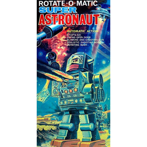 Rotate-O-Matic Super Astronaut Gold Ornate Wood Framed Art Print with Double Matting by Retrobot