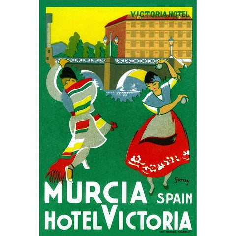 Murcia Hotel - Valencia Spain Black Modern Wood Framed Art Print by Retrotravel