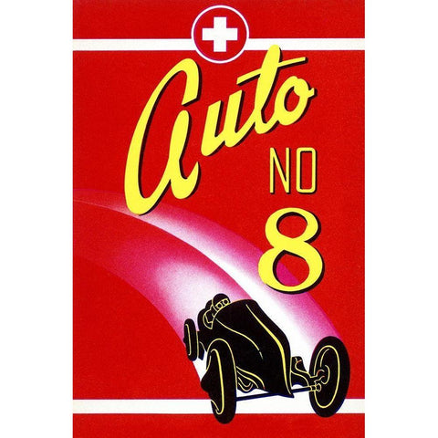 Auto No. 8 White Modern Wood Framed Art Print by Retrotravel