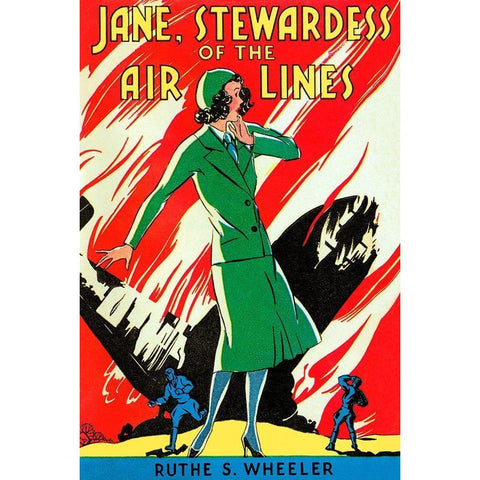 Jane, Stewardes of the Air Lines Gold Ornate Wood Framed Art Print with Double Matting by Retrotravel