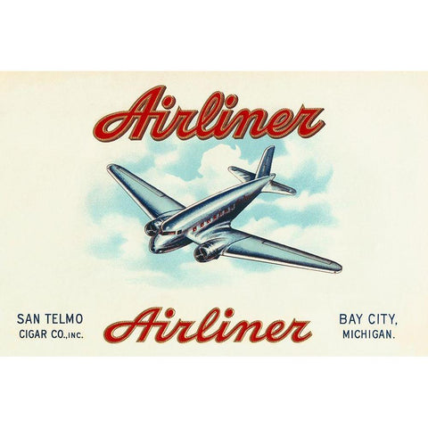 Airliner Brand Cigars White Modern Wood Framed Art Print by Retrotravel