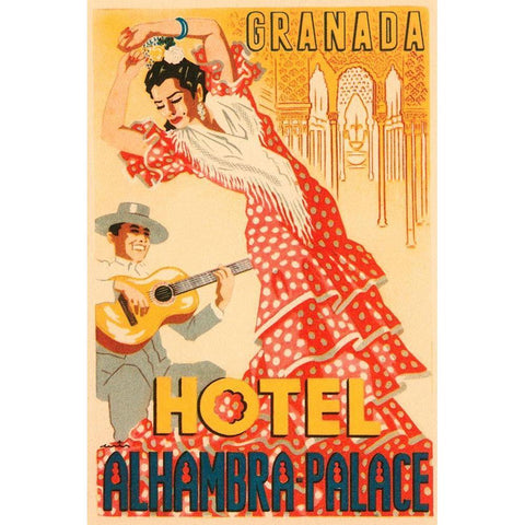 Hotel Alhambra - Palace Black Modern Wood Framed Art Print with Double Matting by Retrotravel