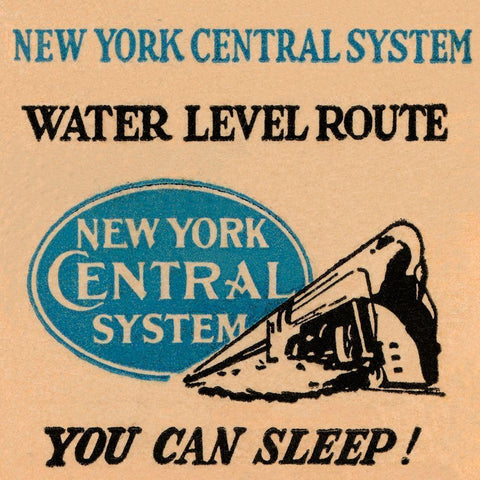 New York Central System Water Level Route Black Modern Wood Framed Art Print with Double Matting by Retrotravel