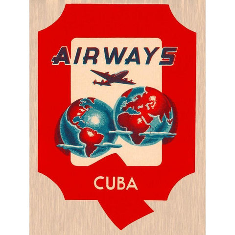 Q Airways Cuba Gold Ornate Wood Framed Art Print with Double Matting by Retrotravel