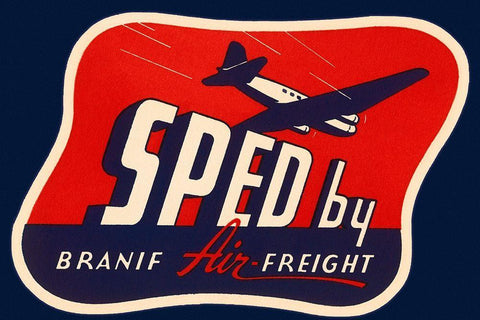 Sped by Branif Air Freight Black Ornate Wood Framed Art Print with Double Matting by Retrotravel