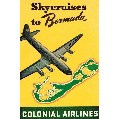 Skycruises to Bermuda White Modern Wood Framed Art Print by Retrotravel