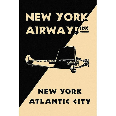 New York Airways Inc Gold Ornate Wood Framed Art Print with Double Matting by Retrotravel