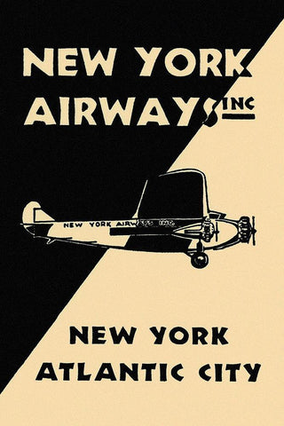 New York Airways Inc Black Ornate Wood Framed Art Print with Double Matting by Retrotravel