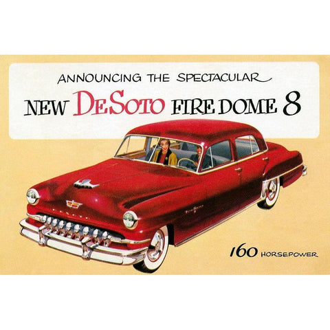 New DeSoto Firedome 8 White Modern Wood Framed Art Print by Retrotravel