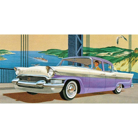 Packard Clipper - Four Door Sedan White Modern Wood Framed Art Print by Retrotravel