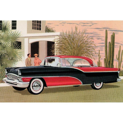 Packard Clipper at the Camelback Inn Gold Ornate Wood Framed Art Print with Double Matting by Retrotravel