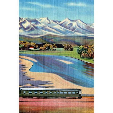 Northern Pacific Passenger Excursion Black Modern Wood Framed Art Print with Double Matting by Retrotravel