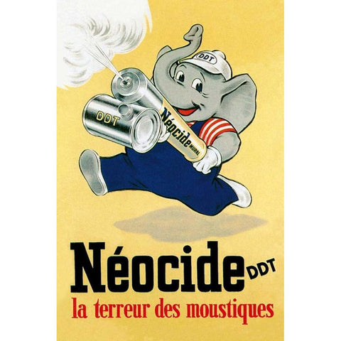 Neocide DDT - La Terreur des Moustiques Black Modern Wood Framed Art Print by Vintage Elephant