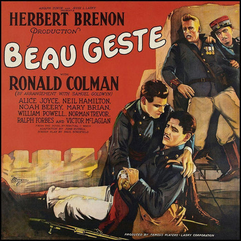 Movie Poster: Ronald Colman - Beau Geste Black Ornate Wood Framed Art Print with Double Matting by Illustrator, Unknown 20th Century American