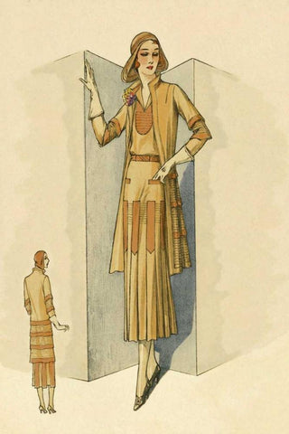 Sophisticated Daywear in Camel White Modern Wood Framed Art Print with Double Matting by Vintage Fashion