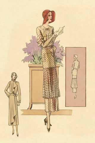 Patterned Daywear Black Ornate Wood Framed Art Print with Double Matting by Vintage Fashion